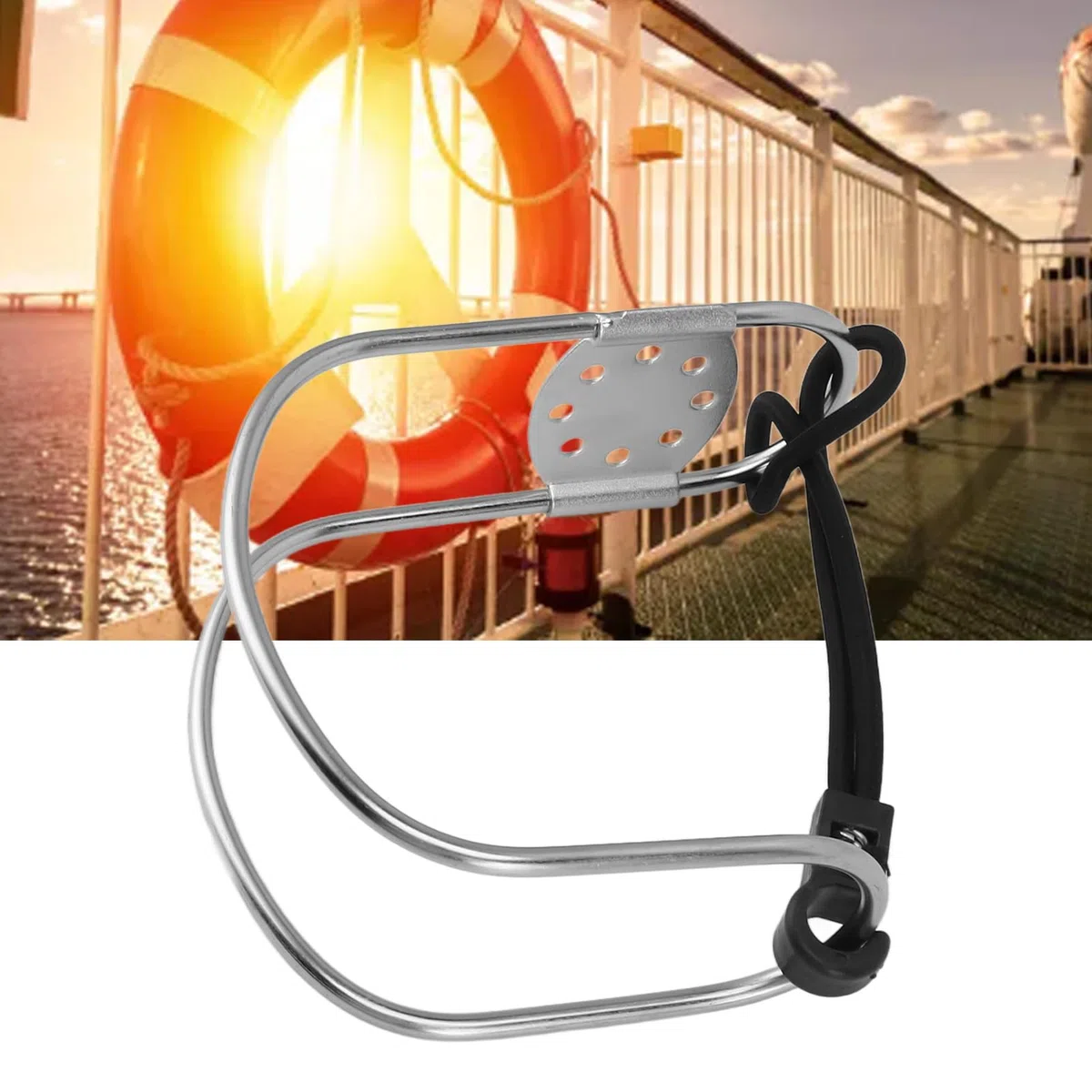 Generic Soporte para Anillo de Salvavidas para Yates, Soporte de Seguridad Duradero de Acero Inoxidable, Accesorio de Superficie Lisa para Barcos Marinos, Ideal para Entusiastas de la Navegación