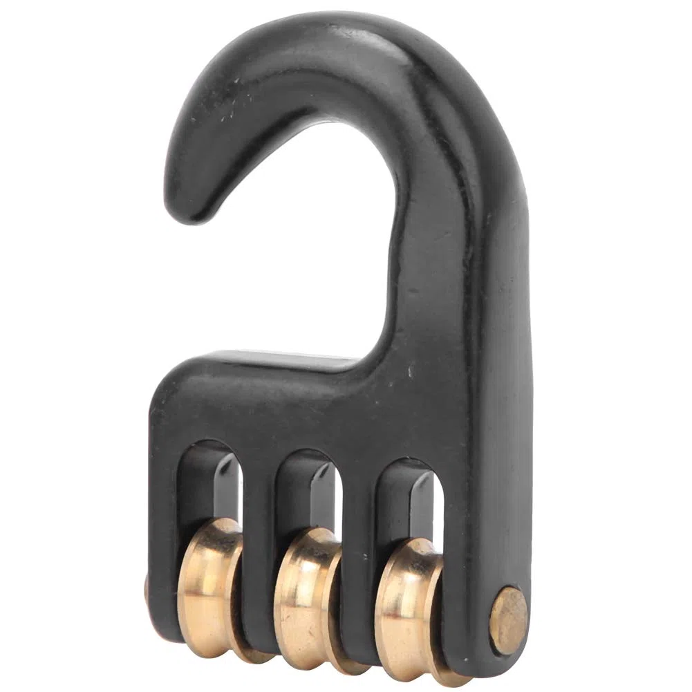 Keenso Polea de Aparejo de Windsurf, aleación de Aluminio, Negro, Gancho de polea de Aparejo de Windsurf Universal, 3 Ruedas de Rodillo, Hardware de Windsurf Barcos de Remo