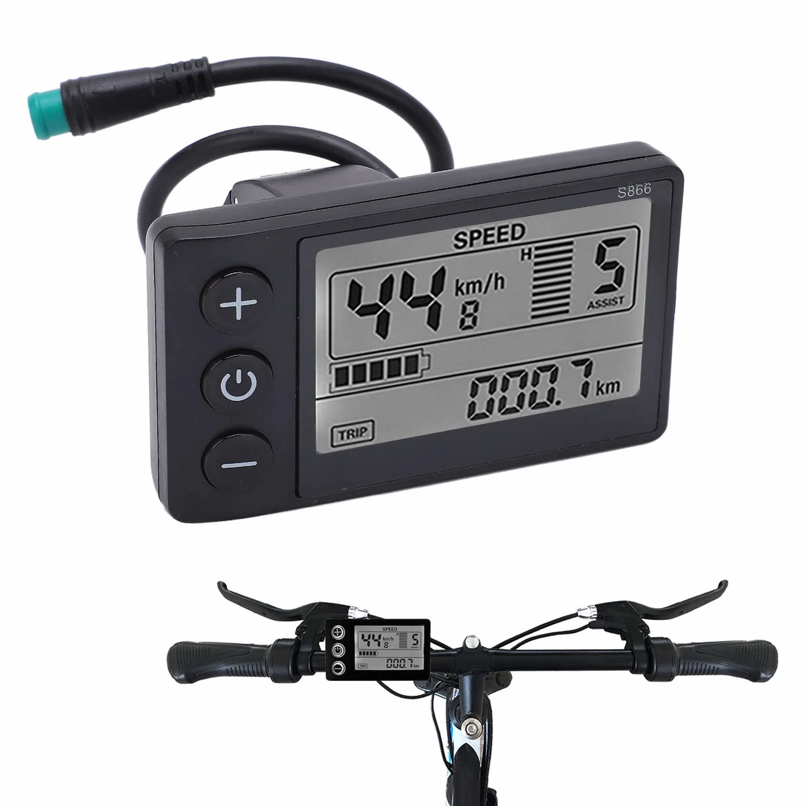 Cuifati Medidor de Pantalla LCD Eléctrico con Luz de Fondo, Velocímetro de Bicicleta Eléctrica a Prueba de Agua, Medidor de Pantalla Ebike Multifuncional, Ligero, Larga Vida útil