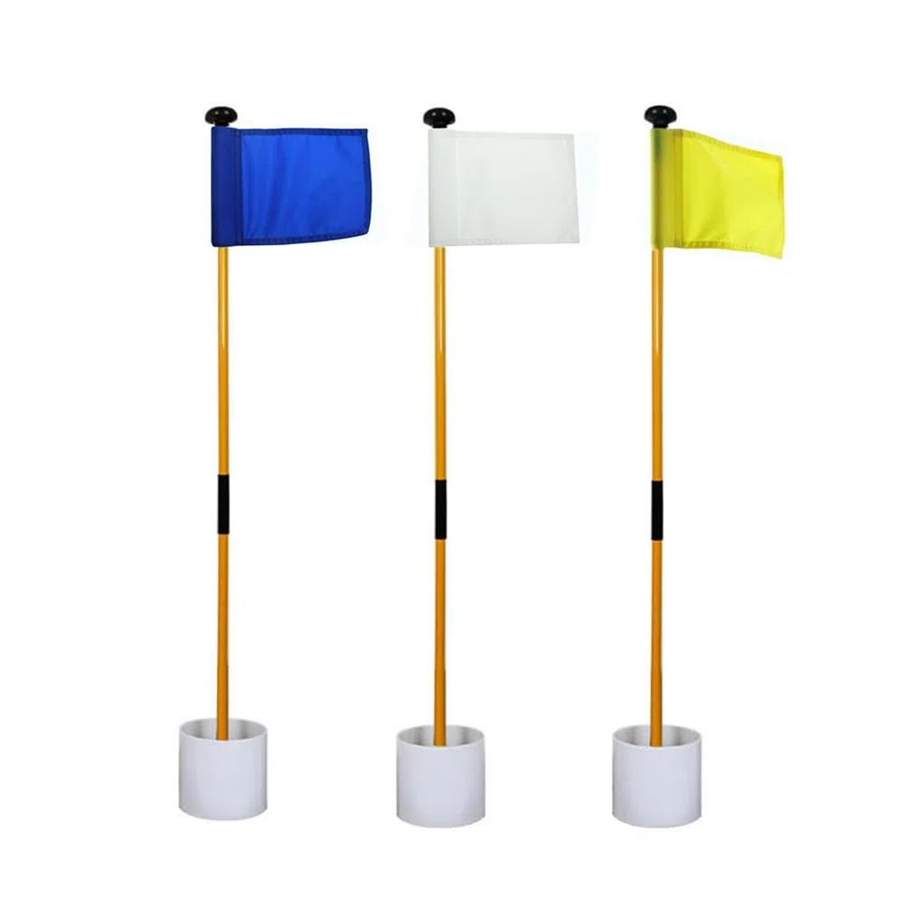 Bandera Verde de Golf, Mástil Desmontable de Dos Secciones con Copa y Orificio de Objetivo, Fácil de Transportar