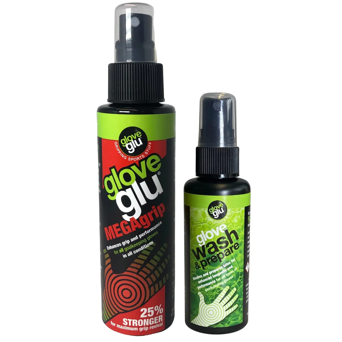 gloveglu Unisex Mega Bundle Grip 'N' Wash, Mega Grip 120ml and 50ml Glove Wash & Prepare. For All Goalkeeping Gloves