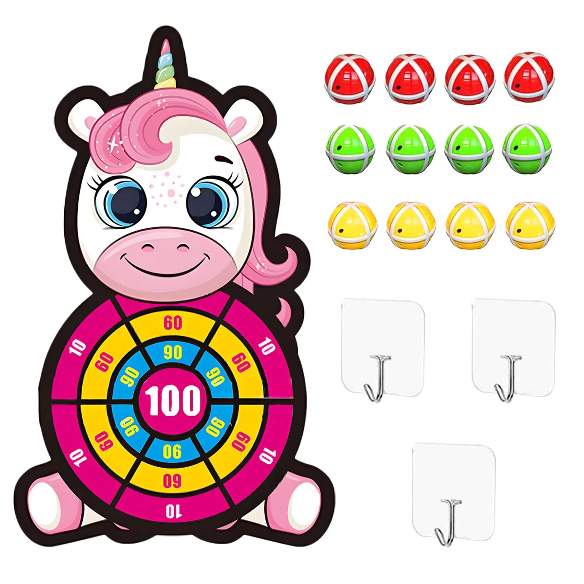 Diana de Unicornio niños, ZoneYan Diana Dardos Niños, Juego de Lanzamiento de Dardos para Uso en Interiores y Exteriores, Regalo de Cumpleaños para Niños y Niñas de 3 a 12 Años