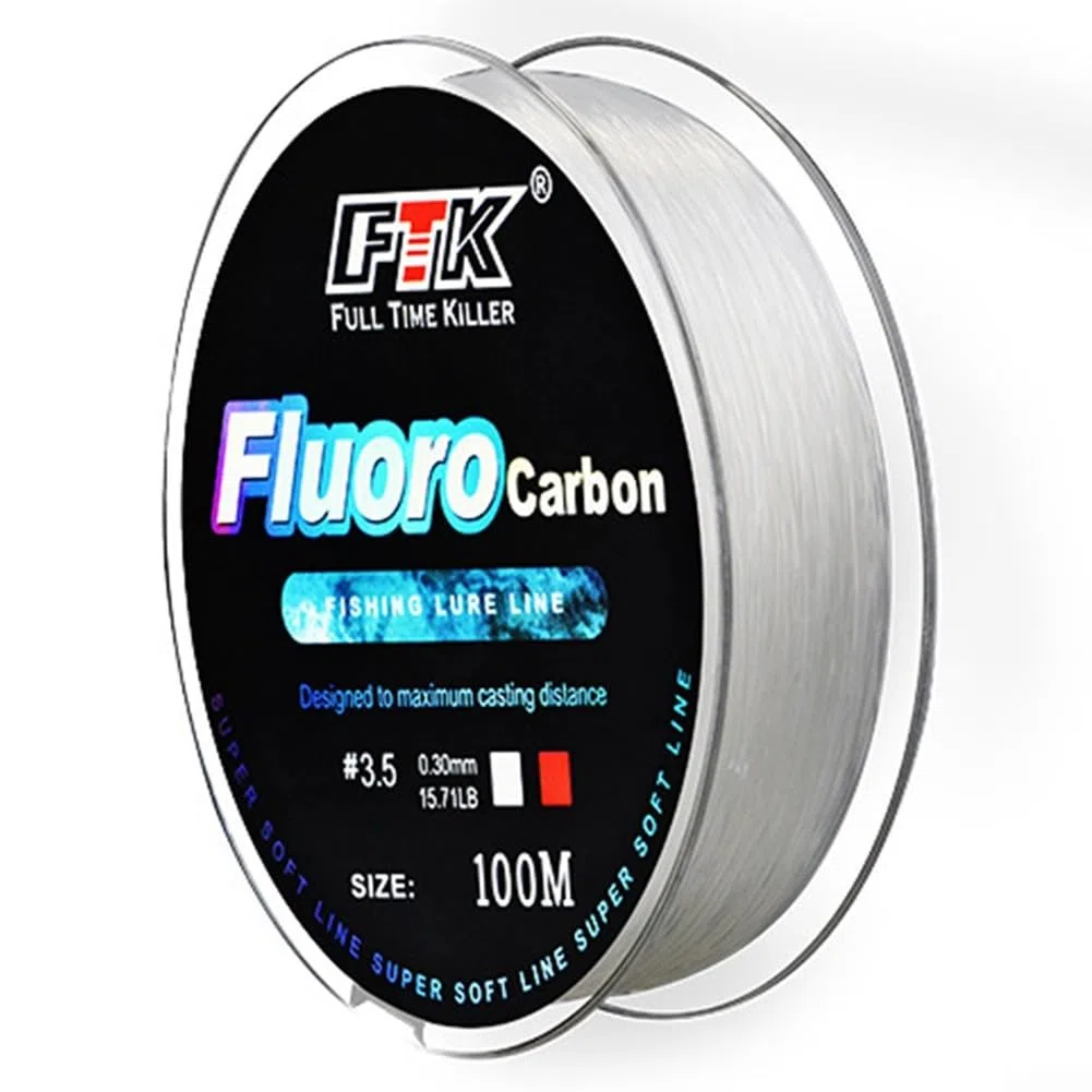 Línea de pesca de fluorocarbono de 100 m, línea líder suave prácticamente invisible para una mejor tasa de mordida