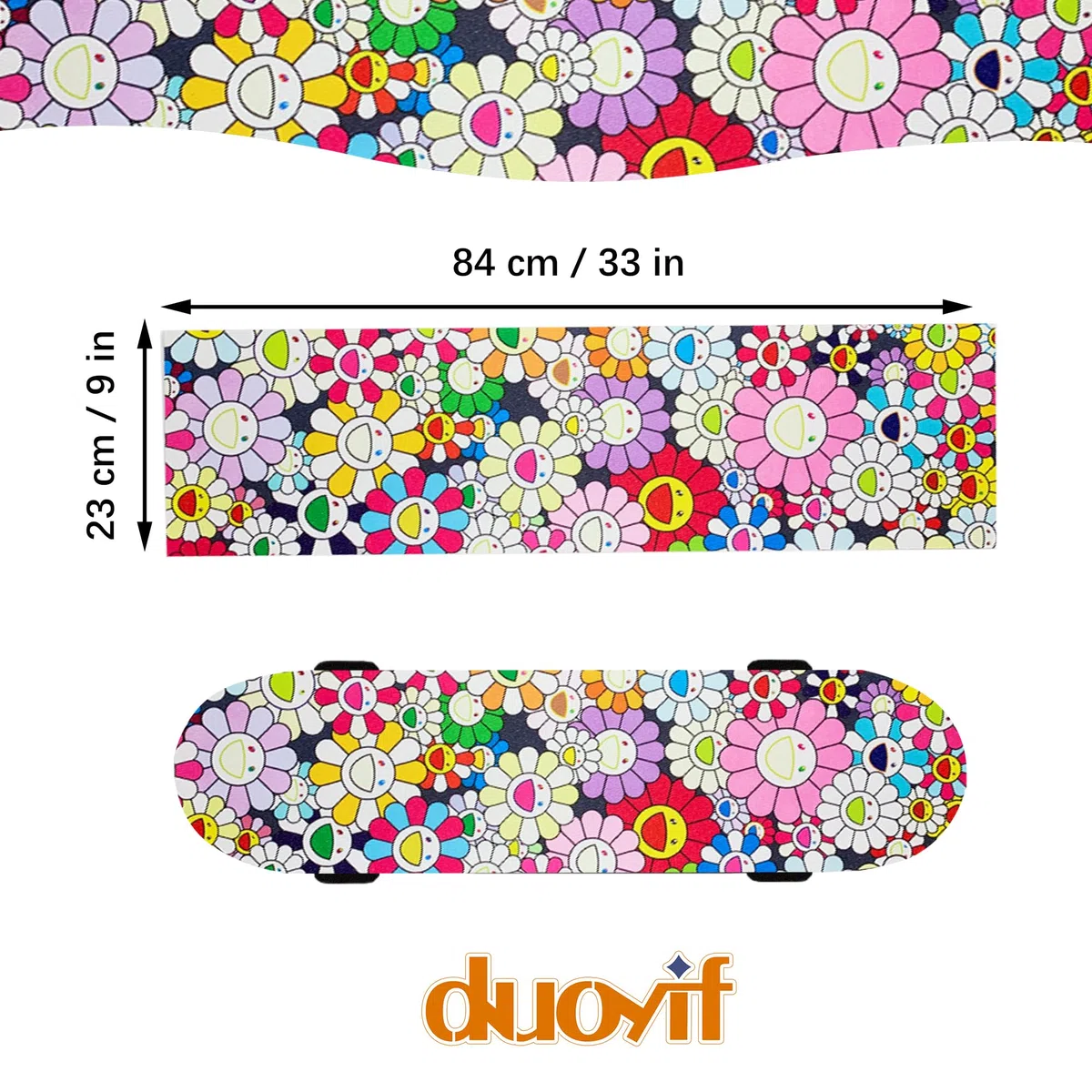 duoyif Skateboard Griptape, Lijas De Skateboards Scooters, Cinta De Agarre De Lijas Para Monopatín Longboard Scooters - Grip Tape Sin Burbujas, Antideslizante (Sol-Flor, 84x23cm)