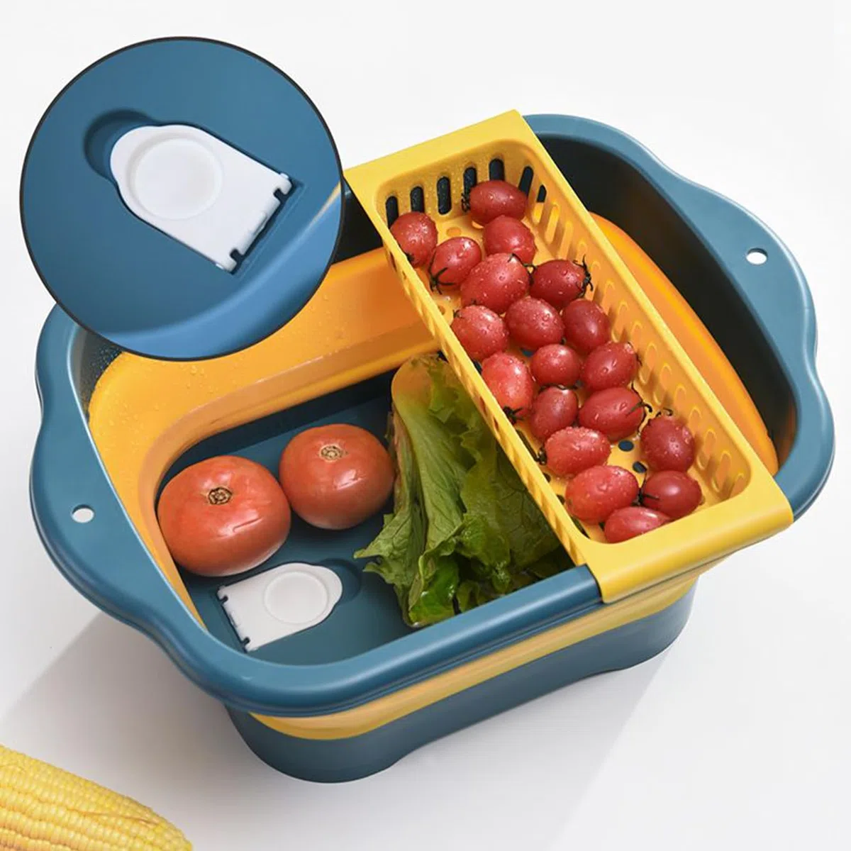 Estación de Lavado de Platos de Camping, Fregadero de Camping Plegable con Tapón de Drenaje - Mobiliario de Cocina para RV para Limpieza de Frutas y Vegetales, Usos de Lavandería