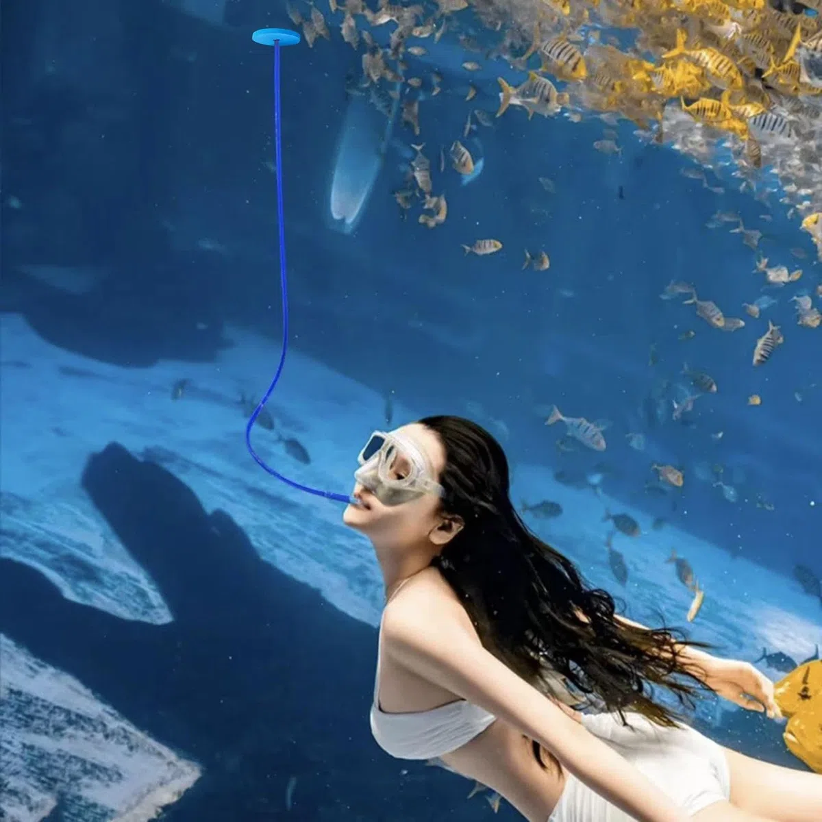 Tubo Respirador Para Natación - Snorkel Totalmente Seco Alargado,Tubo De Respiración Subacuático - Para Hombre Adulto Joven Adolescente Principiante Apnea Buceo Deportes Acuáticos Subacuáticos