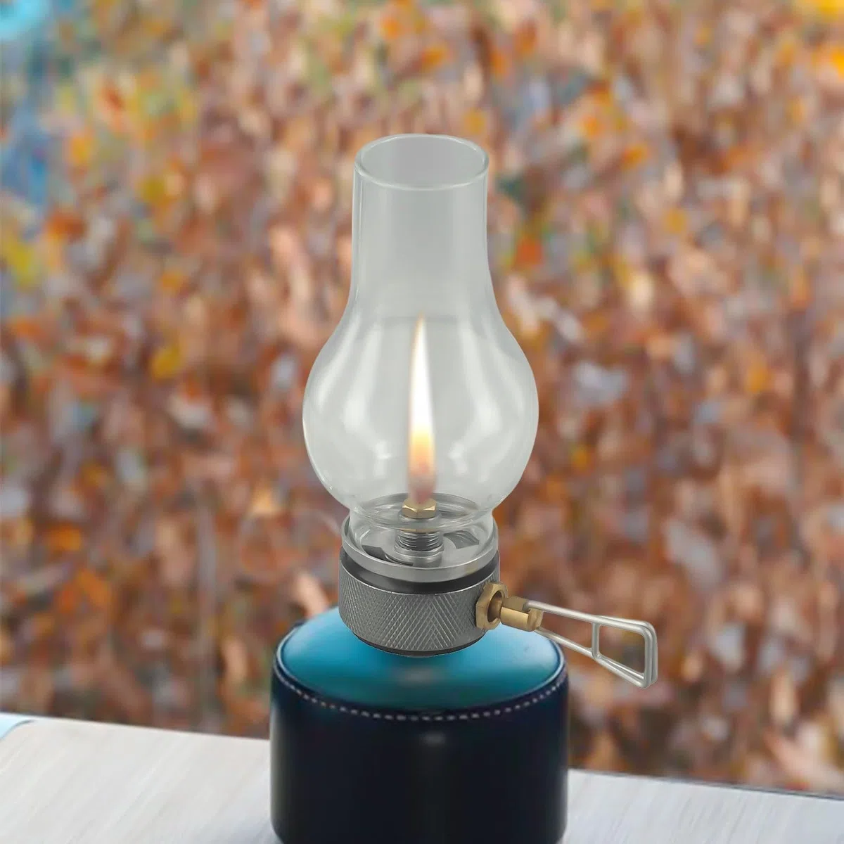 Linterna de gas para acampar Iluminar al aire libre Linterna de gas de vidrio de cobre Lámpara de tienda de campaña Lámpara portátil de senderismo Luz de vela ajustable Tamaño de la lámpara