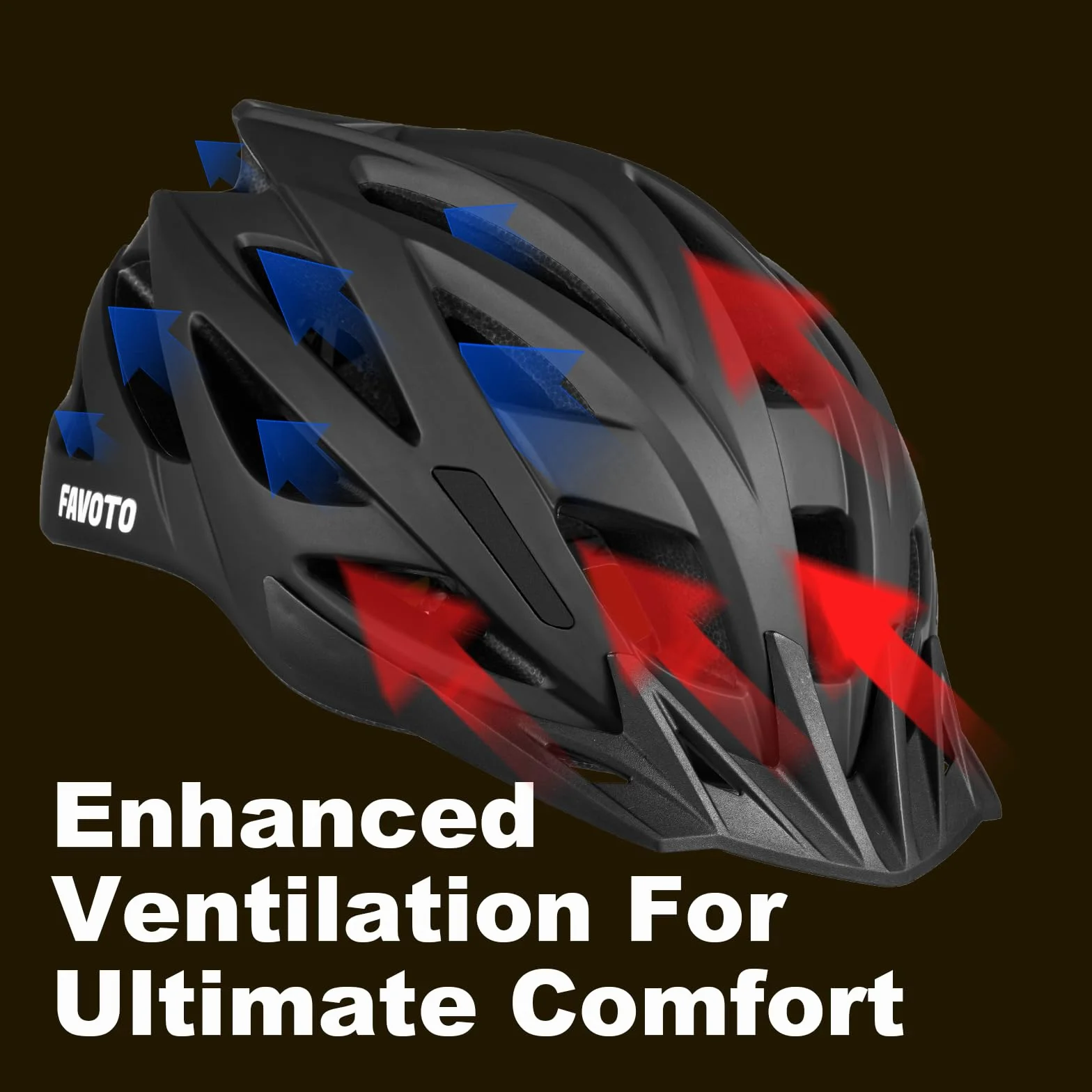 Favoto Casco de Bicicleta para Adultos Ligero – Casco de Ciclismo Transpirable para Hombre y Mujer, Carretera y MTB, Antigolpes, Talla Ajustable L 59-61 cm, Negro