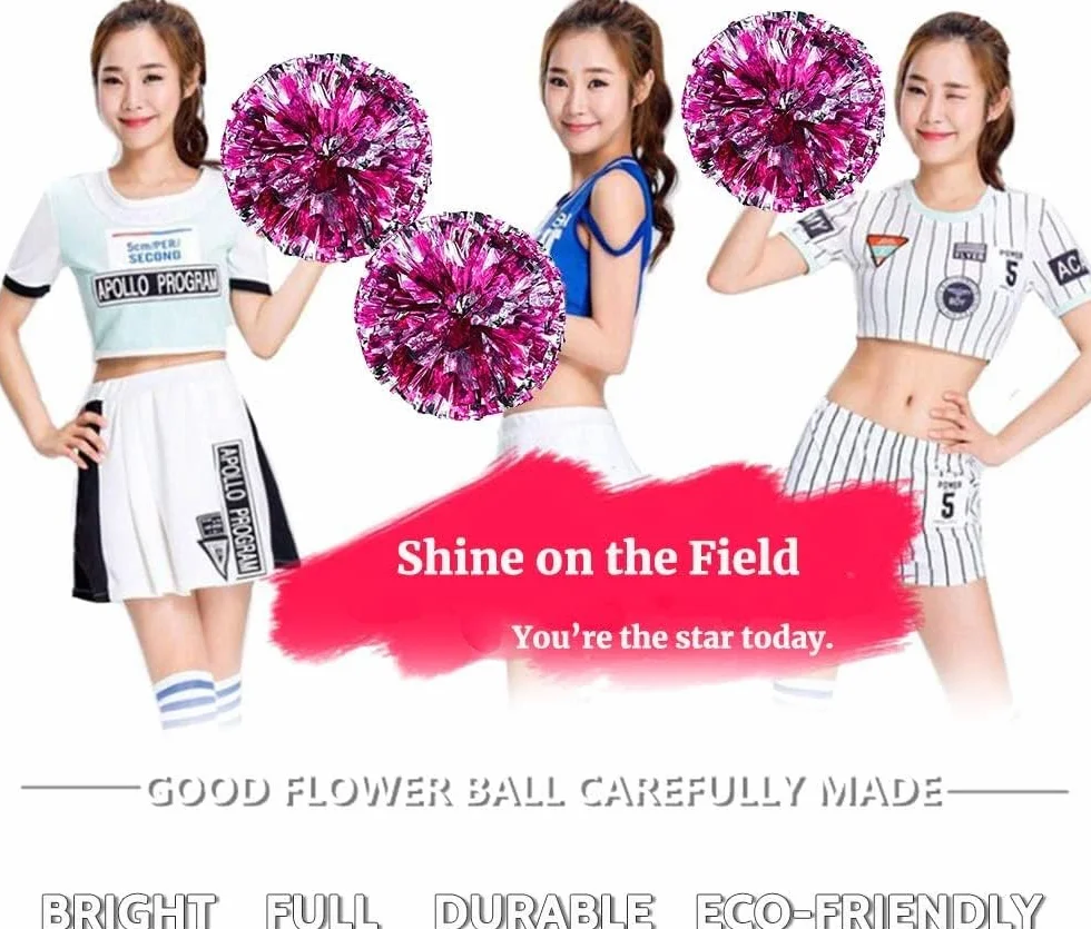 Pompones Animadora Pompones Metallic Cheers Pompones de Porristas 2 Piezas Pompones Deportivos Cheerleading Pompom Dance Pompom Sports Game Team Spirit Accesorios Porristas Pom