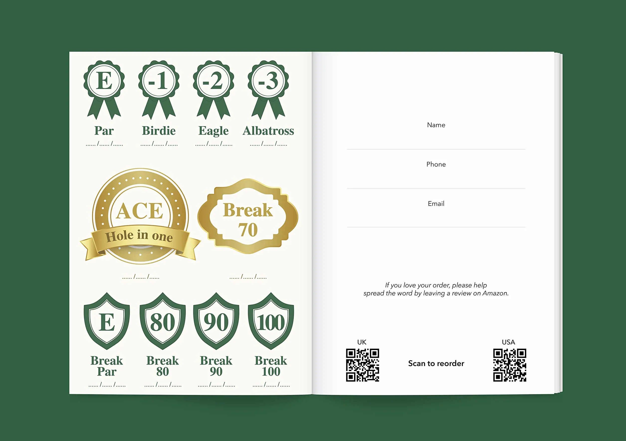 Cuaderno de bolsillo para registro de golf, rastreador de progreso, 50 rondas detalladas de golf, sección de yardas, terminología de golf y formatos de juego