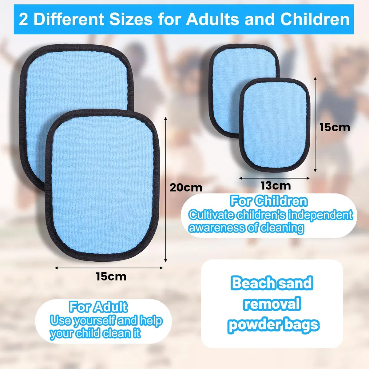 Nayyana Juego de 4 guantes de extracción de arena para padres e hijos, para la playa, manoplas de arena suaves, utensilios de playa para toda la familia, limpios