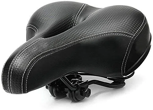 Sillín de bicicleta cómodo con doble resorte, diseñado con cojín suave de espuma viscoelástica transpirable (negro)