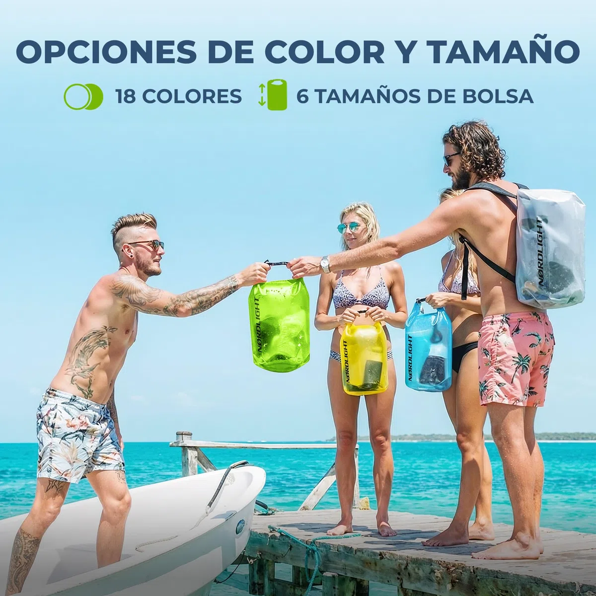Nordlight Bolsa Estanca Impermeable - Dry Bag de 2l, 5l, 10l, 15, 20l, 30l, Mochila Impermeable con Cierre Enrollable Y Correa De Hombro | Mochila Estanca con Funda Impermeable para Móvil Y Riñonera