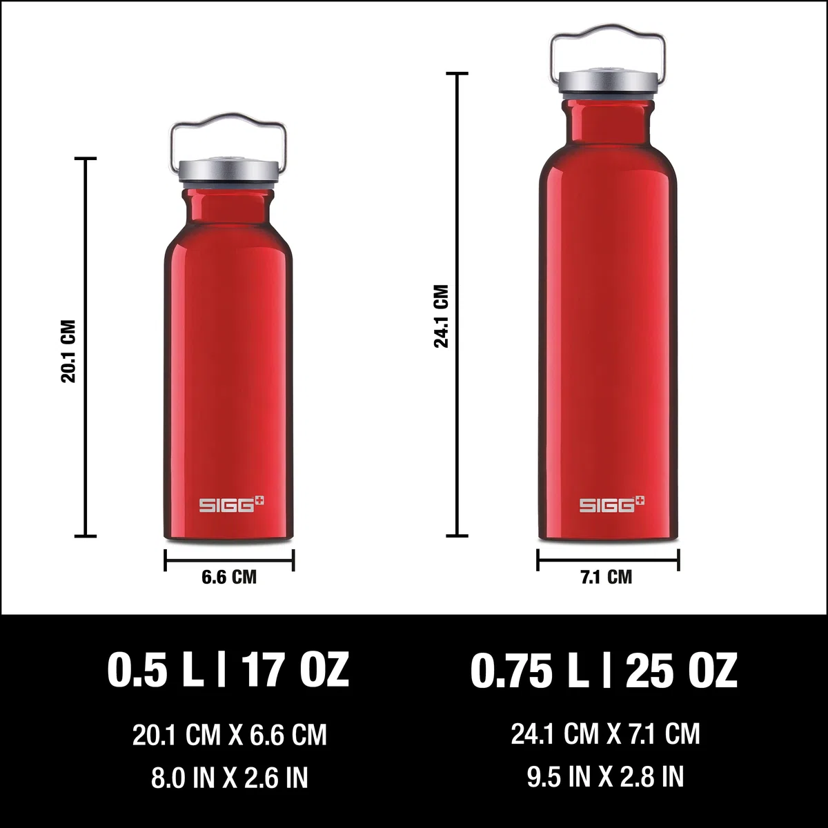 Sigg Original Botella cantimplora (0.5 L / 0.75 L), Botella con Tapa Especialmente hermética sin sustancias nocivas, Botella de Aluminio Ligera