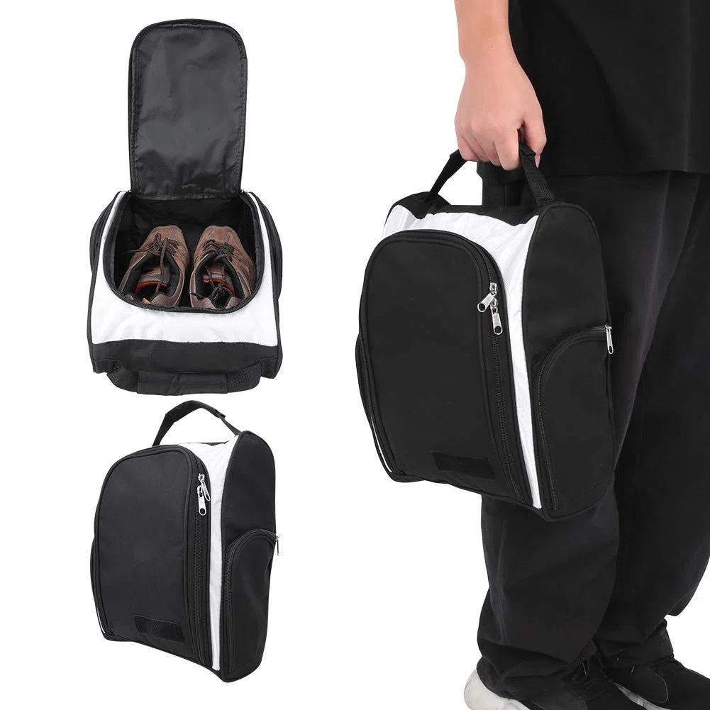 Bolsa para zapatos de golf – Bolsa de transporte de zapatos de golf con cremallera con bolsillos laterales para pelotas de golf, guantes de golf, camisetas y otros accesorios de golf