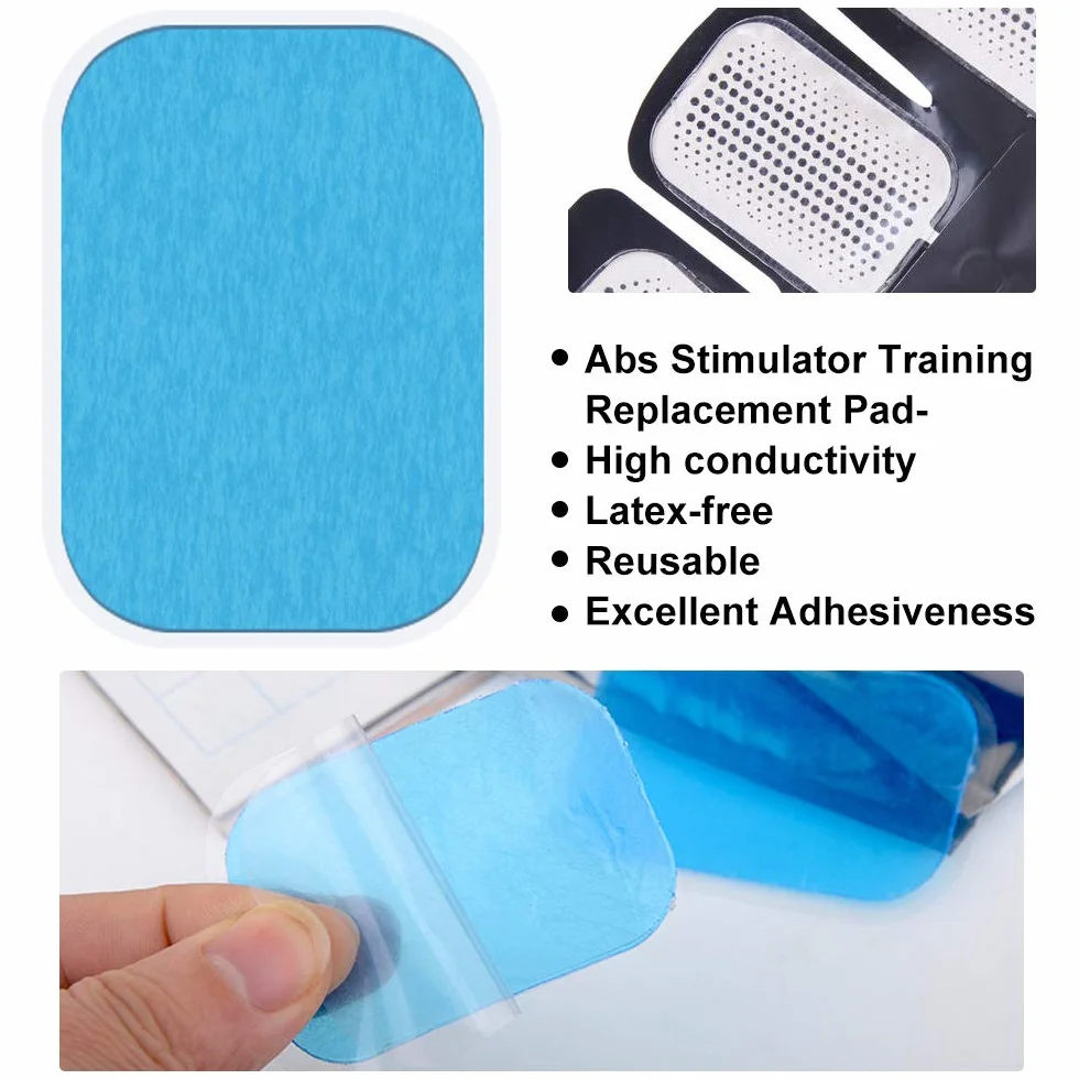 Dreamtop 60 Piezas Almohadillas de EMS Gel de Entrenamiento Abdominal, Almohadillas de tóner Muscular, Hoja de Gel de reemplazo de tóner Abdominal