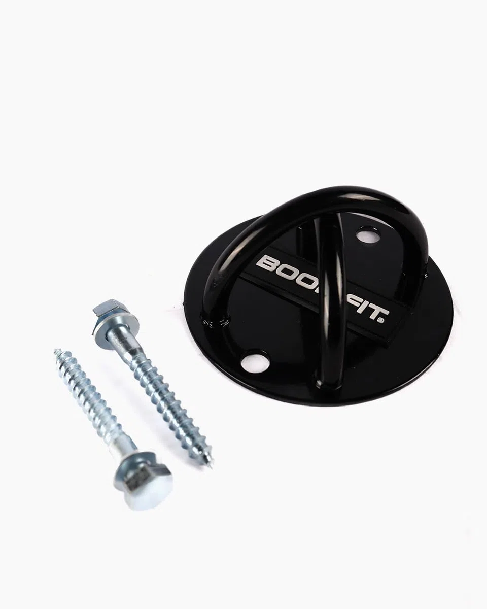 BOOMFIT Soporte para Tiras de Suspensión y Entrenamiento | Anclaje Techo y Pared para TRX | Gancho de Acero Gris para Home Gym y Calistenia | Incluye Tornillos | Seguridad para Deporte en Casa