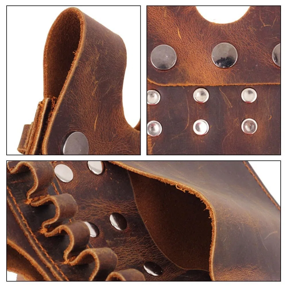 DONGKER Carcaj de flechas de bolsillo, bolsa de accesorios de caza con arco de cuero, puede contener 6 flechas para disparar caza