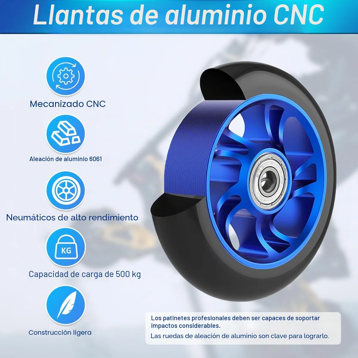 HA BIN Ruedas Scooter Freestyle 100mm – 2Pcs, Ruedas Stunt con Cuscinetes ABEC-9, Neumáticos de Repuesto para Patinete, Accesorios Patinete Stunt, Alta Durabilidad y Rendimiento