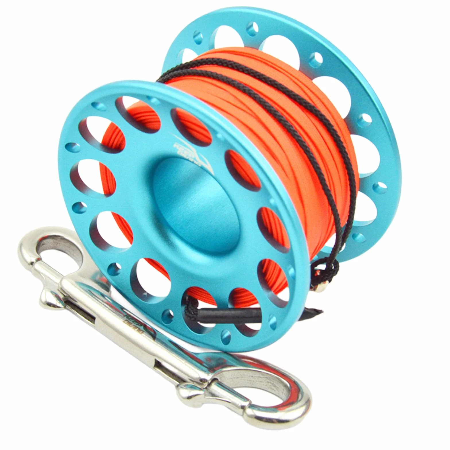 Carrete de buceo, carrete de aleación de aluminio con línea de alta visibilidad de 30 m y clip de doble extremo para actividades de buceo al aire libre, fluorescente