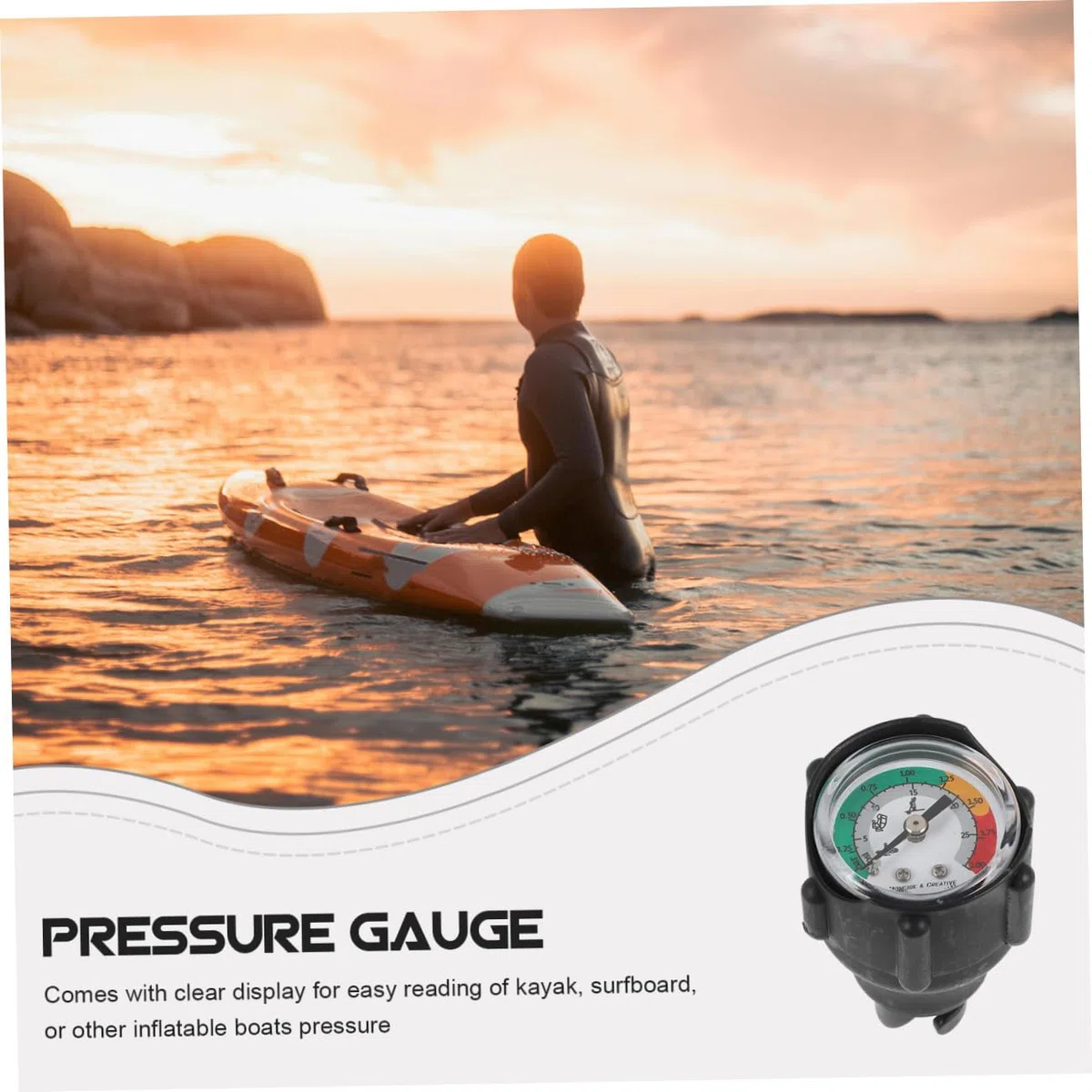 Toddmomy Barómetro Herramienta Tabla De Surf Inflable Kayak Suministros Manómetro para Embarcación Neumática Medidor De Presión De Kayak Medidor De Presión De Tabla De Surf