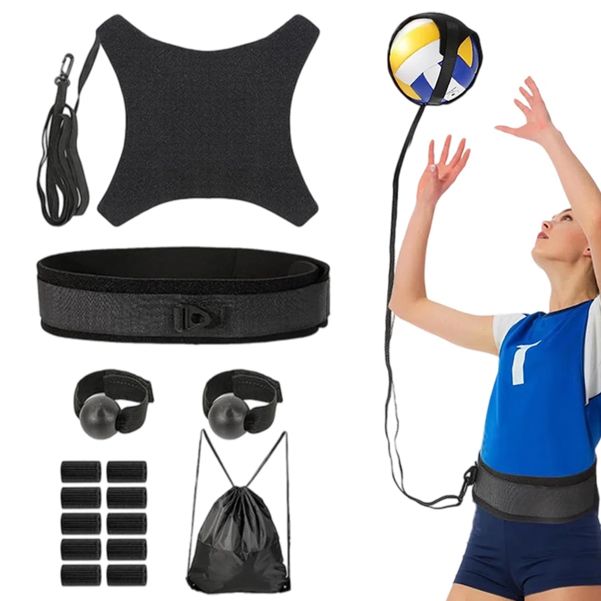 Equipo De Entrenamiento De Voleibol | Ayuda de Entrenamiento en Solitario para Principiantes - Accesorios Para Práctica Individual De Deportes Con Balón Para Estudiantes Universitarios Y Equipos