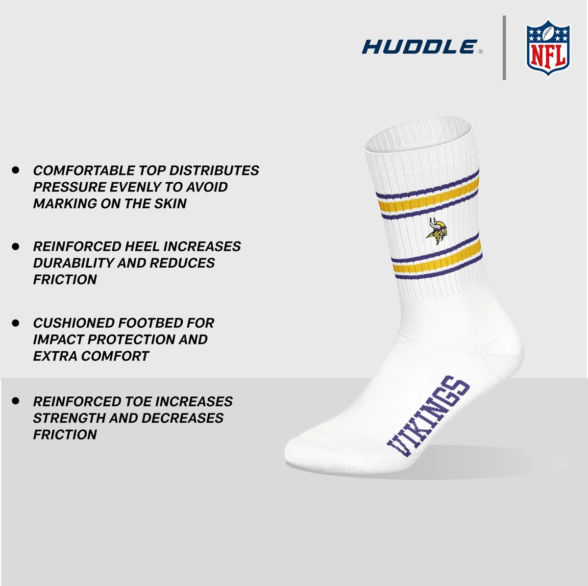 NFL Minnesota Vikings 3pk Crew Socks Calcetines deportivos Unisex adulto (Pack de 3)