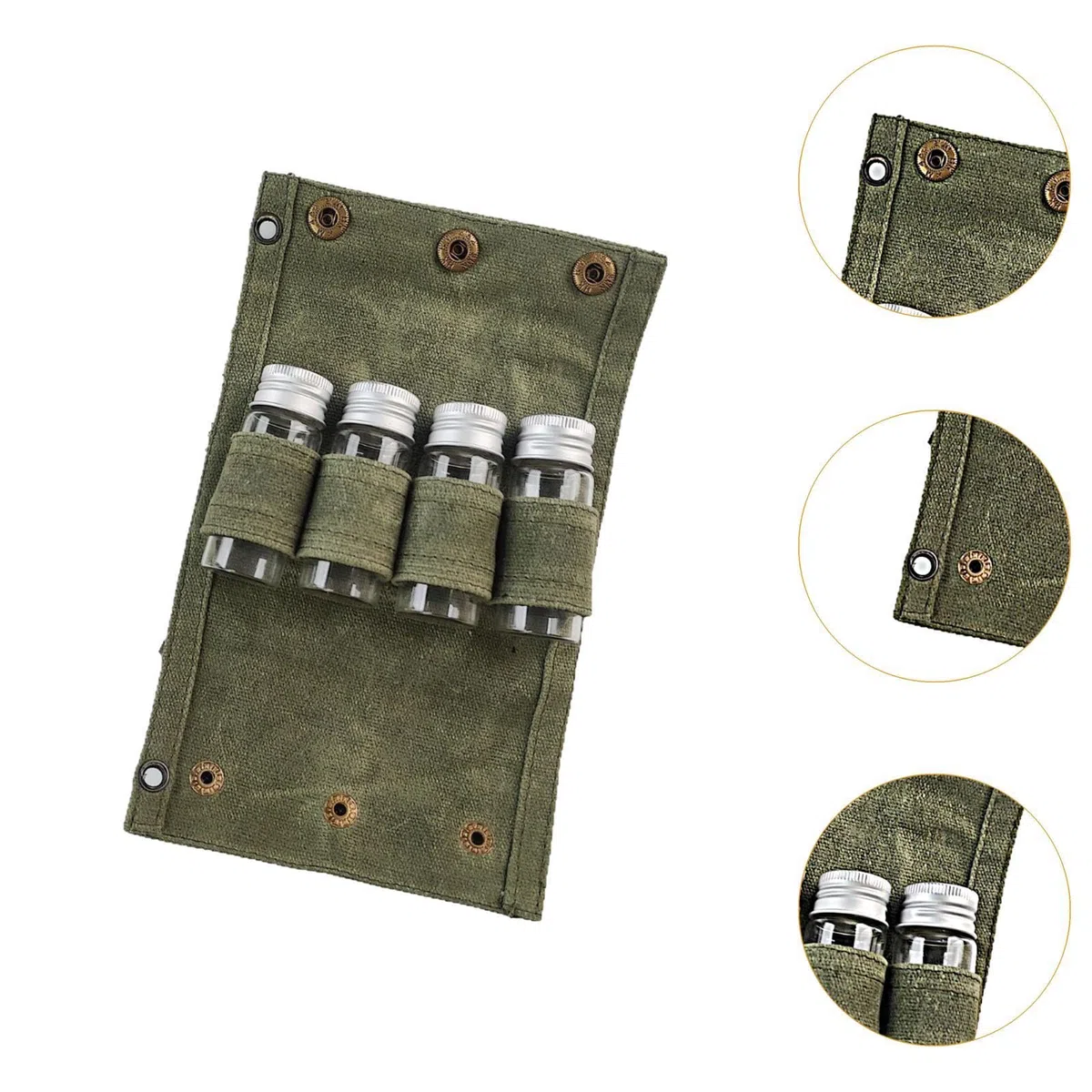 Perfeclan Camping Spice Kit Bolsa de Especias con frascos condimentos Sal Sal de azúcar Bolsa de Viaje jarras de Vidrio para Senderismo en casa Picnic de Pesca, Verde Oscuro