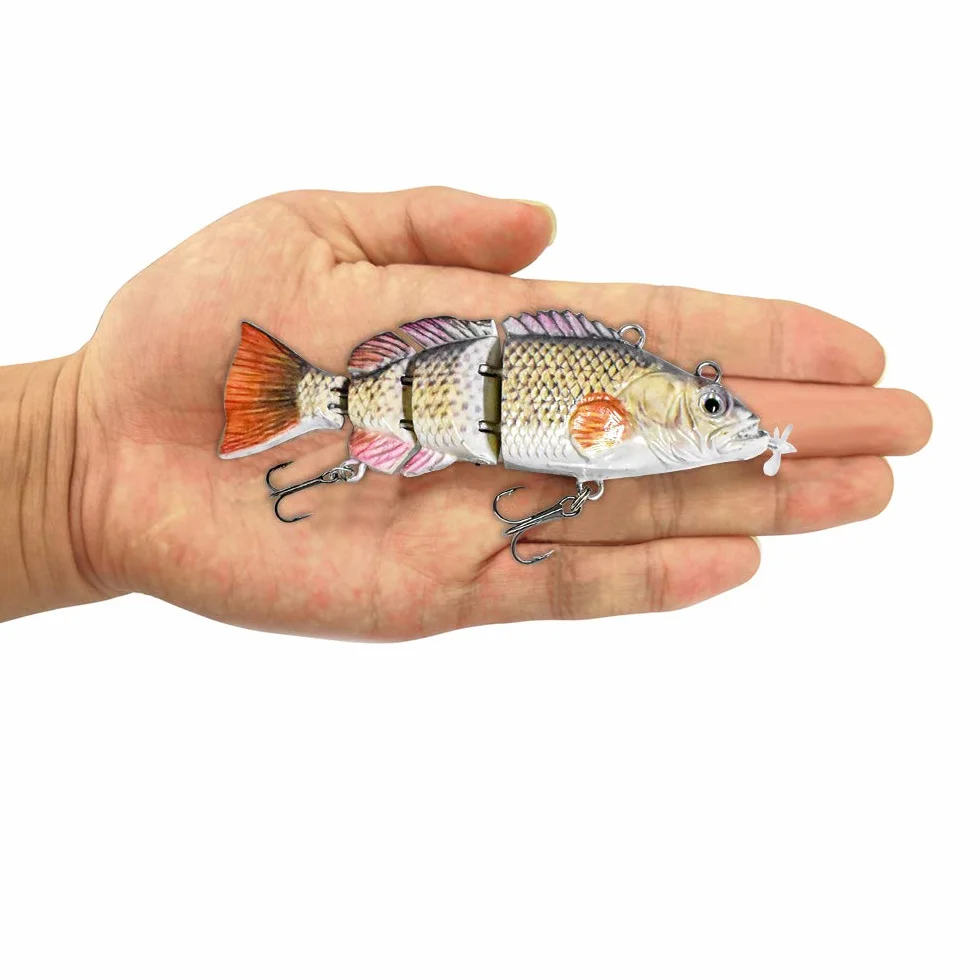 ods lure Señuelo robótico de natación de 10 cm, señuelos eléctricos recargables por USB, luz LED, 4 segmentos, articulados, aparejos de pesca