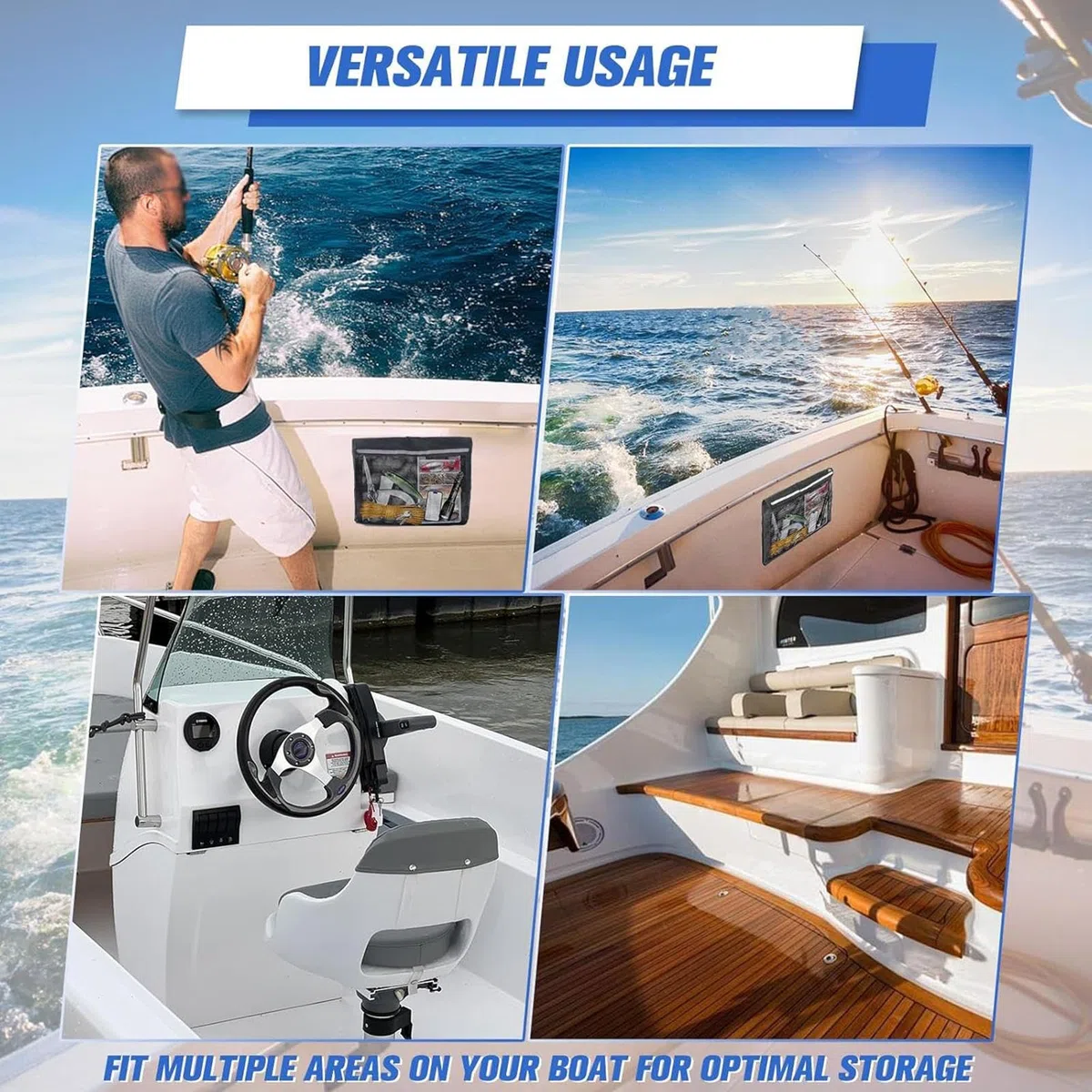 de Red de Almacenamiento para Barco - Organizador Autoadhesivo Resistente con Bucle y Gancho | Almacenamiento de aparejos náuticos - para Navegación, Cockpit, Consola, Yate, Exterior, Mar, Viaje,