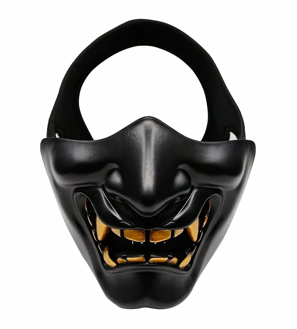 Mal Demonio Monstruo Kabuki Samurai Prajna Fantasma Media Máscara, Halloween, Airsoft Media Máscara para CS Juego De Guerra