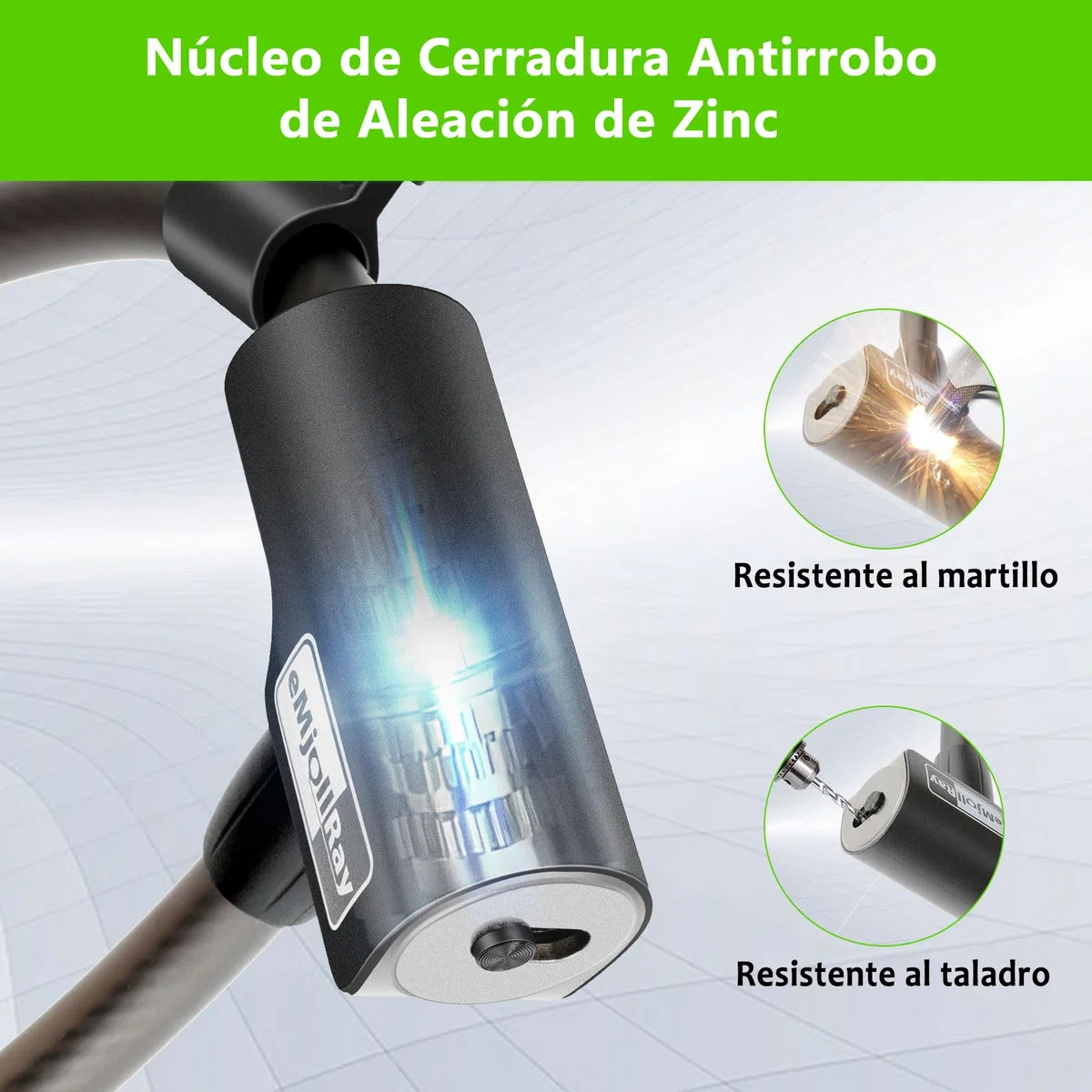 Candado Bicicleta con 2 Llaves 120CM Patinete Electrico con Soporte Candado Moto Cadena Bicicleta Antirrobo para Bici Moto Patinete Scooter