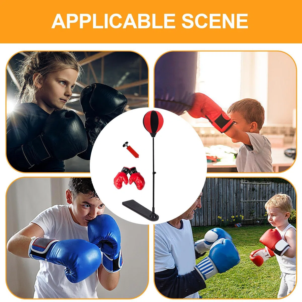 Saco De Boxeo con Soporte - Saco De Boxeo con Guantes Y Base Altura Ajustable para Niños | Deportivo, Kit Estable para Niños y Niñas de 3 a 10 Años para Entrenamiento en Casa Exterior o Interi