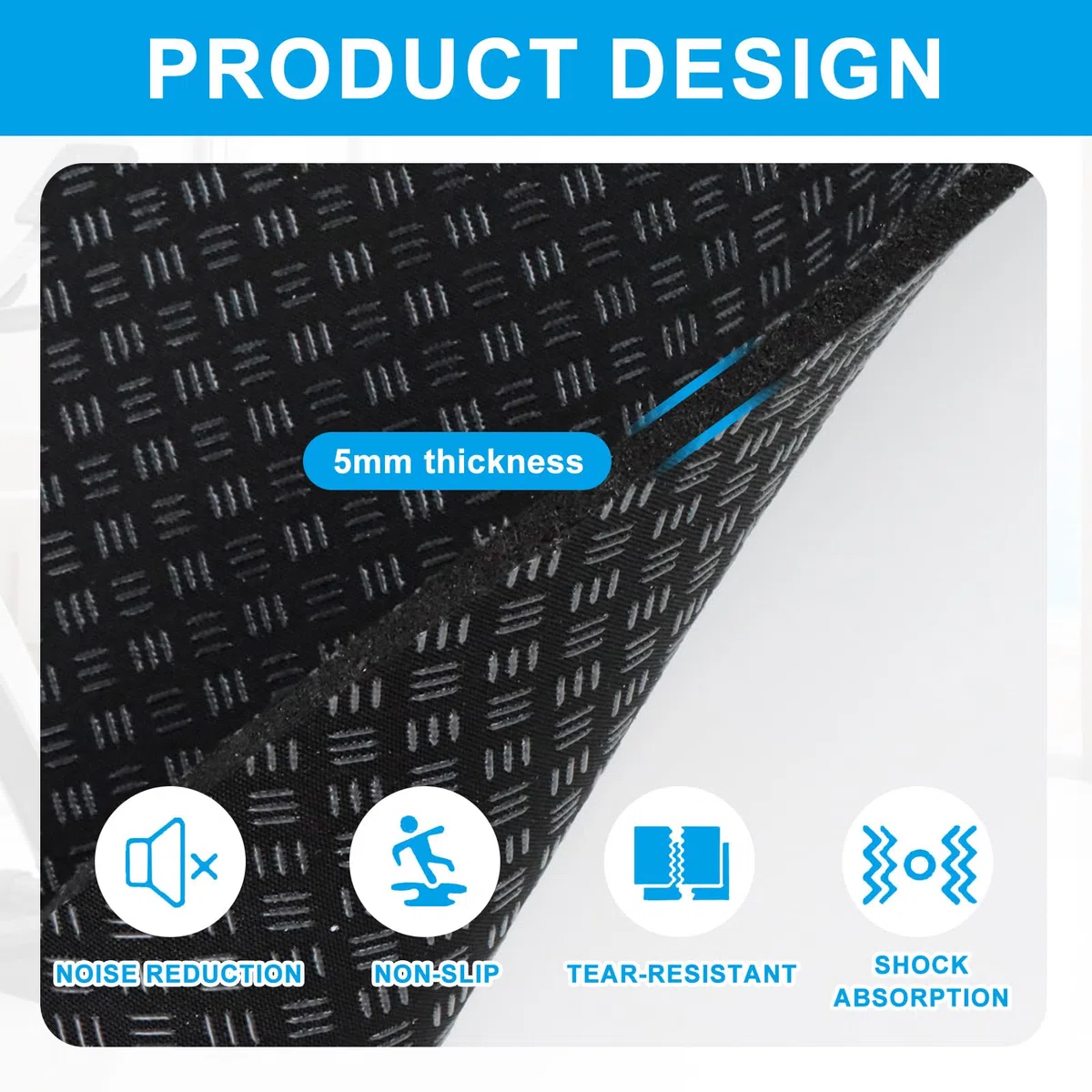 2 Unidades Alfombrilla Protectora de Suelo para Aparatos de Fitness, Alfombra Rodillo Bicicleta para Cinta de Correr, Esteras Protectoras Bancos de Pesas Elípticas Bicicletas Estáticas 30 x 63.5 cm
